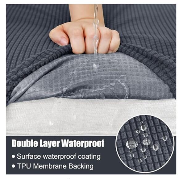 Waterproof Couch Cushion Cover Stretch Jacquard Elastic Bottom MIDDLE - GRAY - Picture 4 of 7